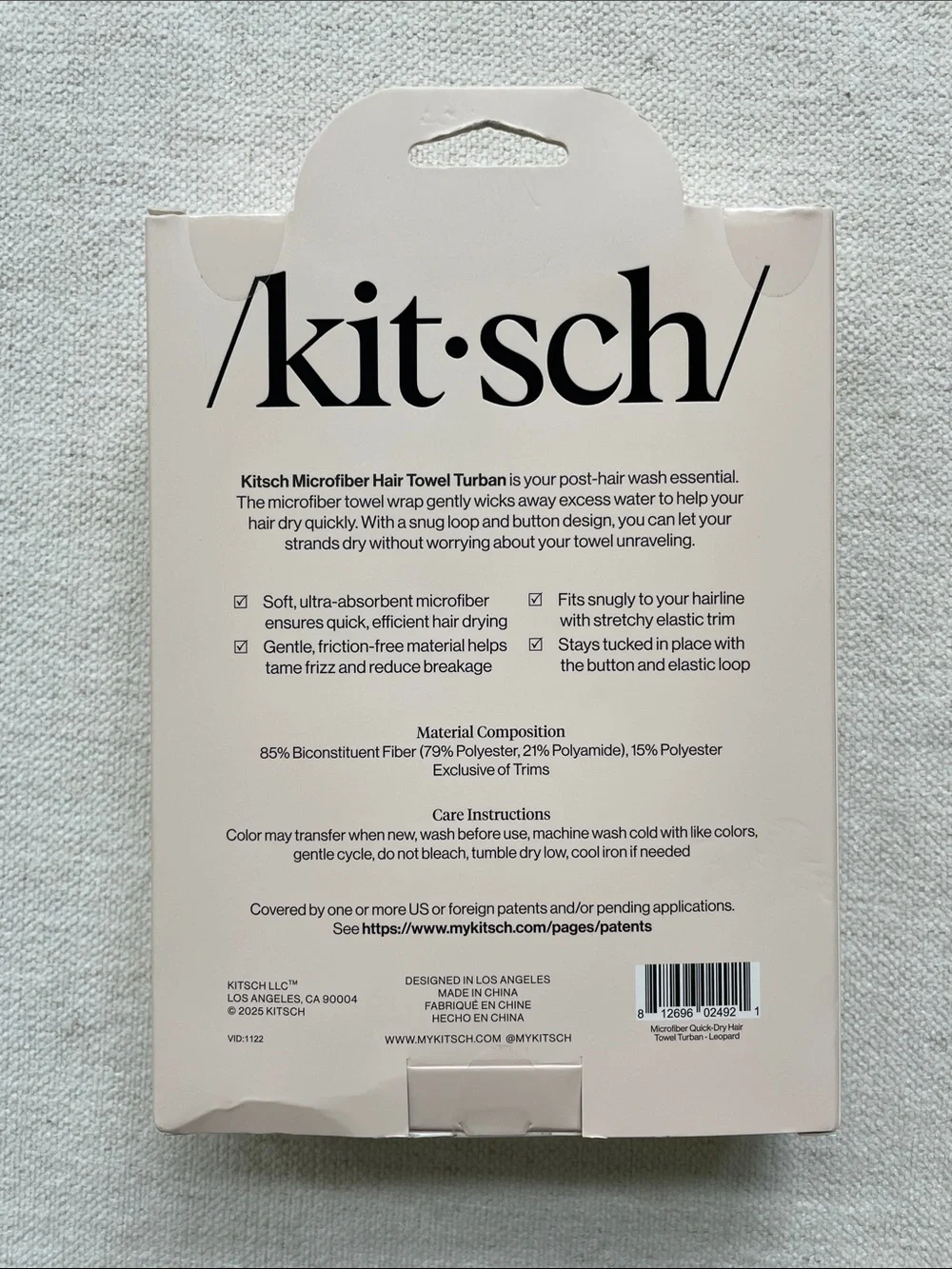 Kitsch Microfiber Hair Towel Turban - Black, Brown, Cream